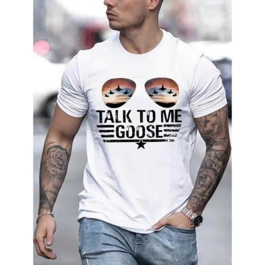 Vibrant Talk To Me Goose Graphic Tee - Soft, Breathable, Comfy, Stretchy, Trendy Short Sleeve T-Shirt for Summer, Casual Daily Style Fashion Clothing with Relaxed Fit and Crew Neck Design Made in USA