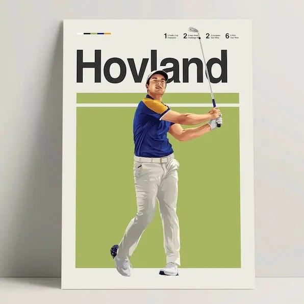 Viktor Hovland Poster, Golf Poster, Modern Golf Print, Hovland Minimalist Golf Wall Art for Office, Golf Bedroom Decor, Golf Gift Ideas golf gifts for him