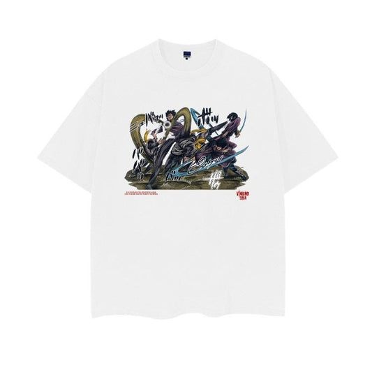 Vinland Saga "The Showdown" Vintage Oversized Tee Anime T-shirt 100% Cotton Original Design Men's Top White Casual