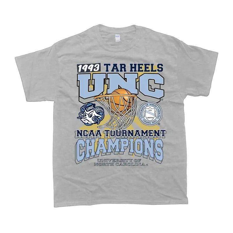 Vintage 1993 Tar Heels NCAA Tournament Champion Tshirt s T-shirt Classic Cotton Menswear Top Embroidered Hoodie Spandex Sport Stretch Sweatshirt