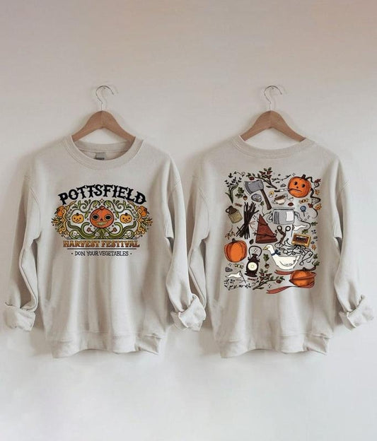 Vintage 2 SIDES Pottsfield Harvest Festival Sweatshirt, Over The Garden Wall Sweatshirt, Pottsfield Sweatshirt, Halloween...