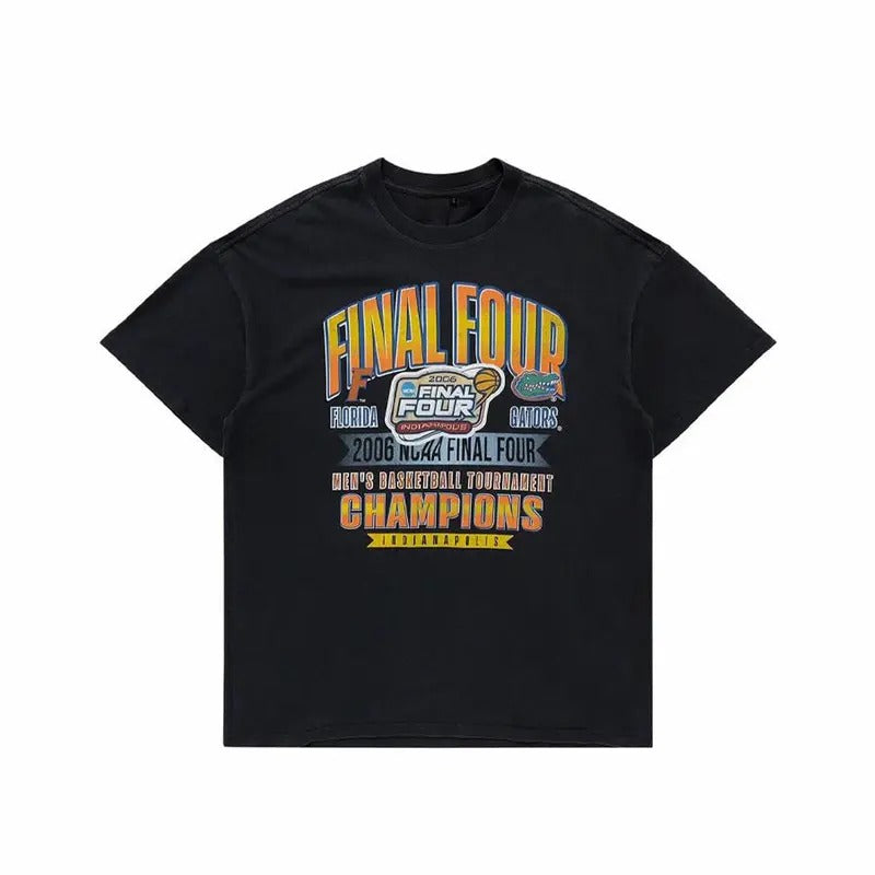 Vintage 2006 Final Four Fl0rida Gat0rs T0urnament Champs T-shirt Classic Cotton Menswear Top Polyester Spandex Sport Stretch