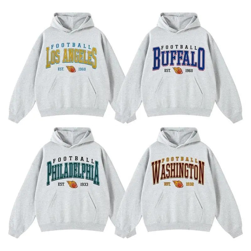 Vintage 90s All Team National Football Sport Grey Hoodie, Football Sweatshirt, Football Game Day Shirt, Team Unisex Shirt...