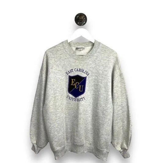 Vintage 90s East Carolina University Collegiate Crest Sweatshirt Size XL Gray T-Shirts, Hoodie | InkThreadWorks.com