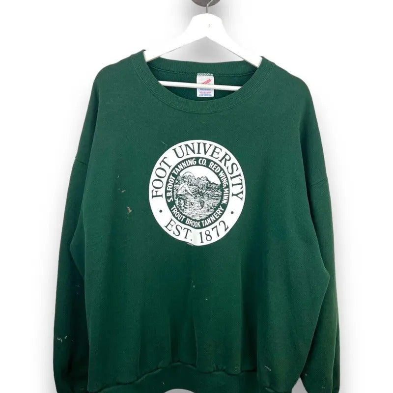 Vintage 90s Foot University Graphic Spell Out NCAA Crewneck Sweatshirt Size 2XL