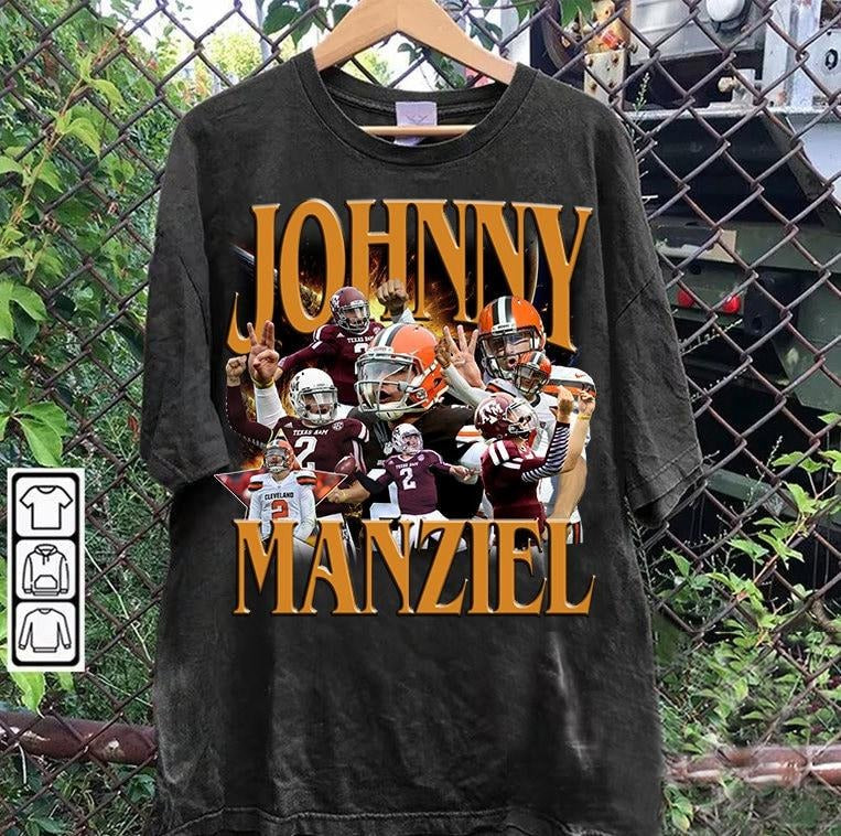 Vintage 90s Graphic Style Johnny Manziel T-shirt - Johnny Manziel Football T-shirt - American Football Tee For Man and Woman Unisex T-shirt