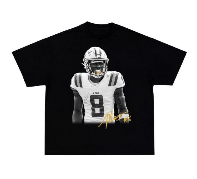 Vintage 90s Graphic Style Malik Nabers Tee Cotton Unisex T-Shirt, Crew Neck, Size S- 3XL, Menswear Top, Womenswear Top Underwear Streetwear