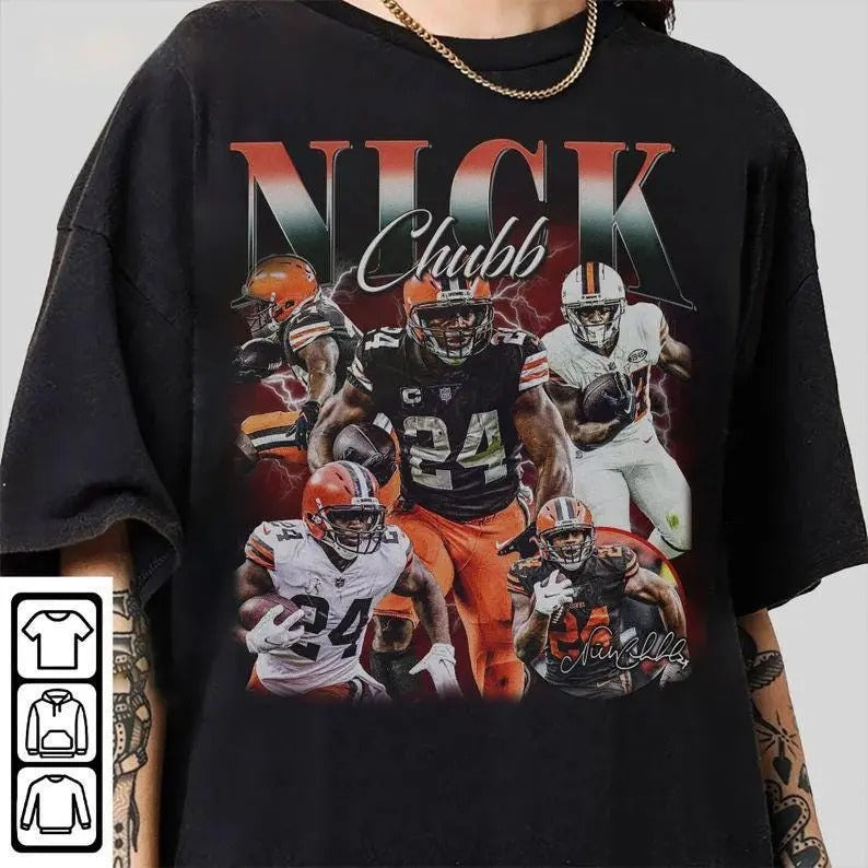 Vintage 90s Graphic Style Nick Chubb T-Shirt, Nick Chubb shirt, Retro American Football Bootleg Gift