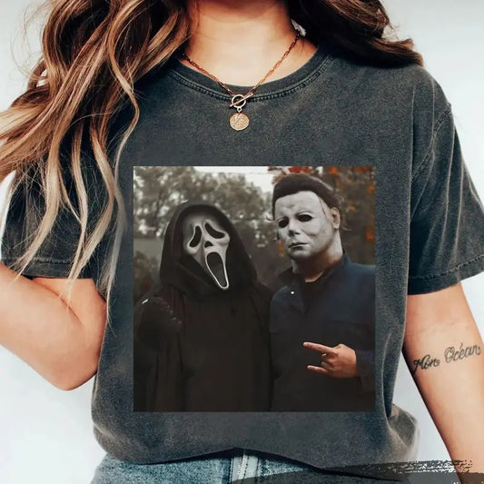 Vintage 90s Halloween Ghost face Scream M1chael My3rs T-Shirt, Horror Keeeler Characters Club Shirts, Scary Movies Tee for men and women Cotton Top
