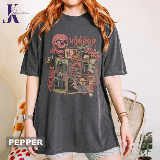 Vintage 90s Halloween Movies Comfort Colors Shirt, Horror Night Shirt, Horror Movies Characters Shirt, Halloween Comfort Colors Shirt, Halloween Sweatshirt Crewneck Top