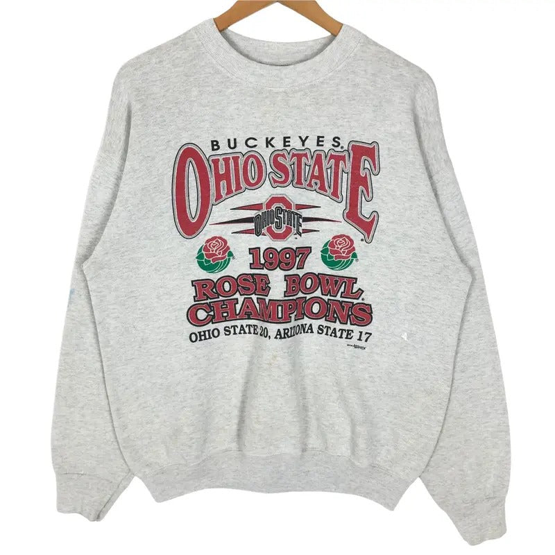Vintage 90s Ohio State University Buckeyes 1997 Rose Bowl Crewneck Pullover Sweatshirt T-Shirts, Hoodie | InkThreadWorks.com