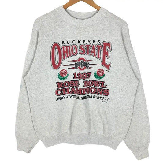 Vintage 90s Ohio State University Buckeyes 1997 Rose Bowl Crewneck Pullover Sweatshirt T-Shirts, Hoodie | InkThreadWorks.com