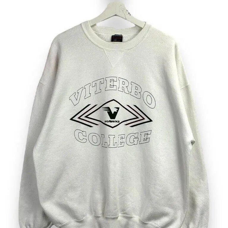 Vintage 90s Viterbo College Hawks Collegiate Graphic Spellout Sweatshirt Size XL
