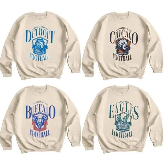Vintage All Team Football Sand Color Sweatshirt, Retro Football Shirt, Classic Football Shirt, Football Fan Gift, Vintage...
