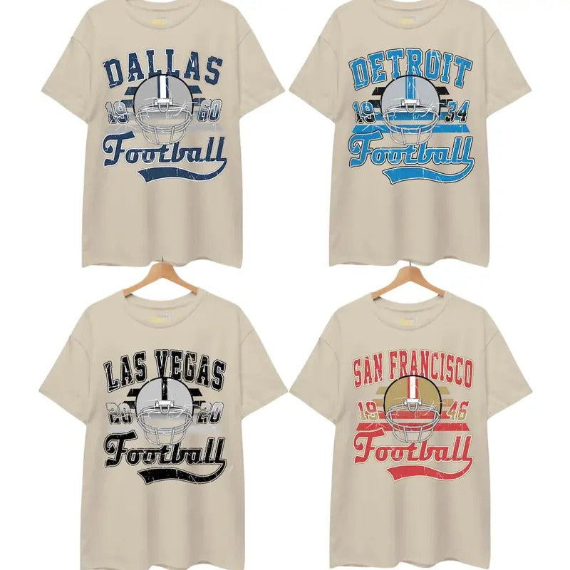 Vintage All Teams Football Unisex Sand T-shirt, Gildan 5000 Unisex Sport Classic T-Shirt All Teams Football, Green Bay,...