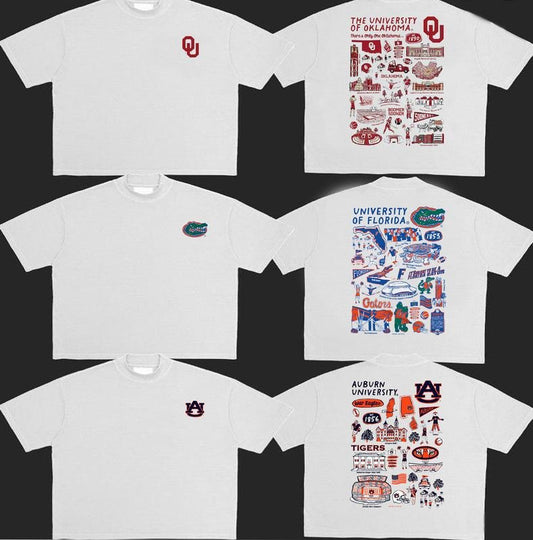 Vintage All Teams University Impressions Artwork NCAA 2Sides T-shirt, Vintage T-shirt All Teams NCAA, Gifts For Sport....