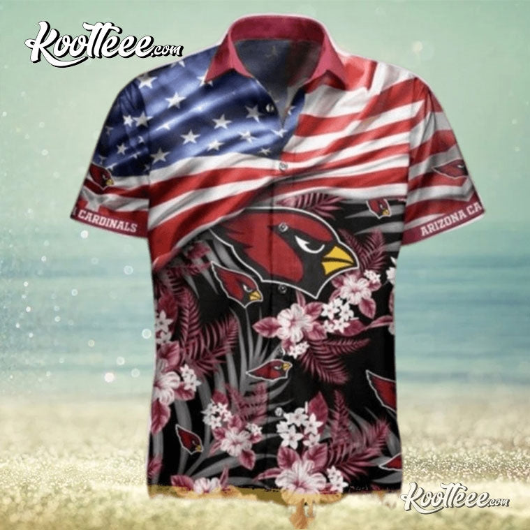 Vintage Arizona Cardinals Flag And Flowers Hawaiian Shirt