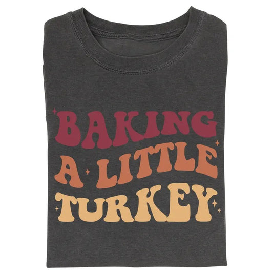 Vintage Baking A Little Turkey Graphic Tee, ThanksGiving Pregnancy Announcement Shirt, Fall Season, Autumn, Pumpkin Season, Thanks Give, Funny ThanksGiving Shirt, ThanksGiving Gifts