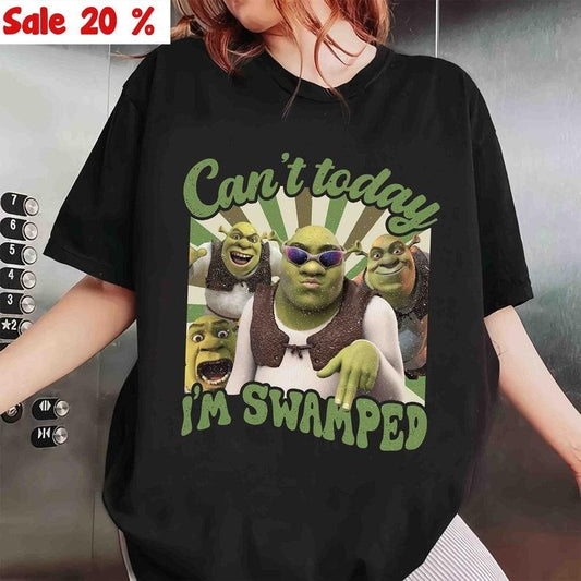 Vintage Can't Today I'm Swamped T-Shirt, Shrek Funny Trending T-Shirt, Fiona and Shrek T-Shirt, Funny Shrek Trending Tee, Shrek Face Meme T-Shirt, Gifts graphic