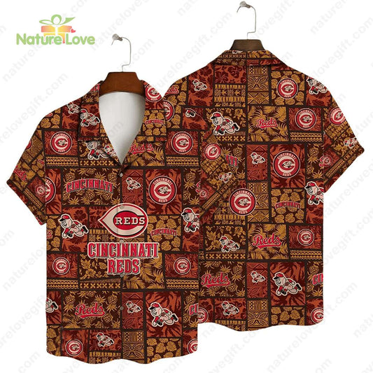 Vintage Cincinnati Reds Leaves MLB Reds Hawaiian Shirt