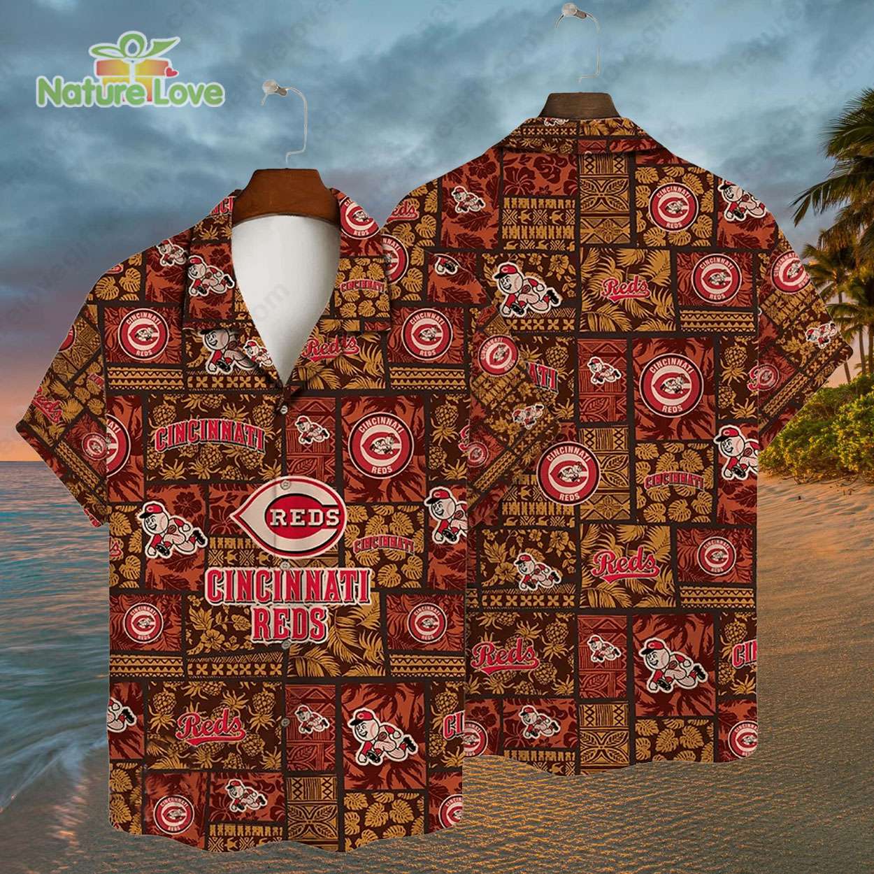 Vintage Cincinnati Reds Leaves MLB Reds Hawaiian Shirt