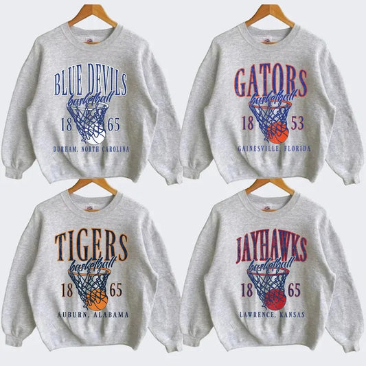 Vintage College Final Four Basketball Sweatshirt, Vintage Sweatshirt All Teams Basketball, Florida Gators, Duke Blue Devils, Auburn Tigers, Houston Cougars