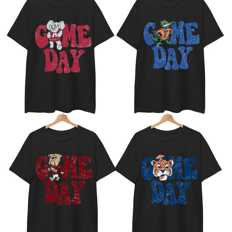 Vintage College Game Day All Teams NCAA Unisex Black T-shirt, Vintage T-shirt All Teams NCAA, Gifts For Sport. Classic Cotton Menswear