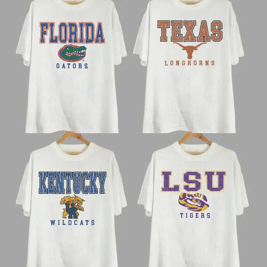 Vintage College Gameday Couture NCAA White T-shirt, Vintage T-shirt All Teams NCAA, Classic Sport T-shirt, Gifts For Sport. Cotton