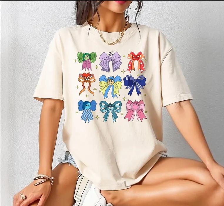 Vintage Cute Coquette bows Mix Emotions shirt, It's okay to feel all the feels shirt, Joy Sadness Anxiety Anger Envy...