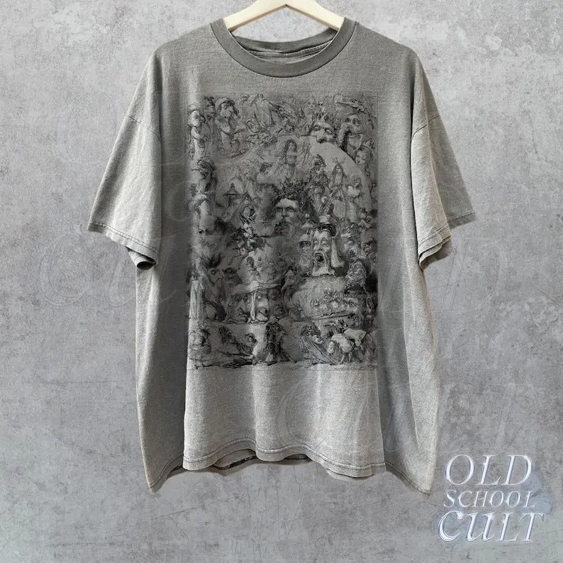 Vintage Dreamy Art Graphic Shirt, Retro Creepy 90s Shirt, Abstract Art Cotton Shirt, Line Art Vintage Tee, Oversized Cool Gift