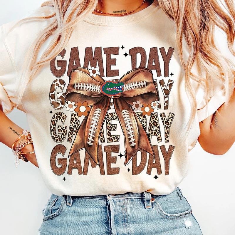 Vintage Florida Gators Football Coquette Bow Game Day Shirt, Gameday Women's Sweatshirt Cotton Fit Top Womenswear Hoodie