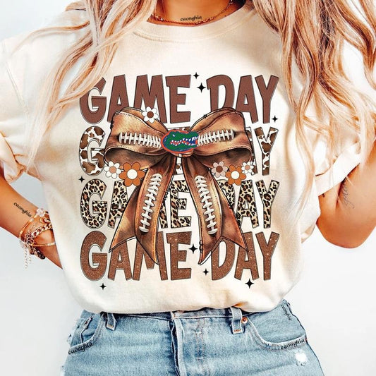 Vintage Florida Gators Football Coquette Bow Game Day Shirt, Gameday Women's Sweatshirt Cotton Fit Top Womenswear Hoodie