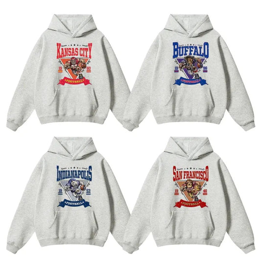 Vintage Football Team Hoodie - Unisex Crewneck Ash Hoodie, Graphic Sport Collection, Gift for Football Fans