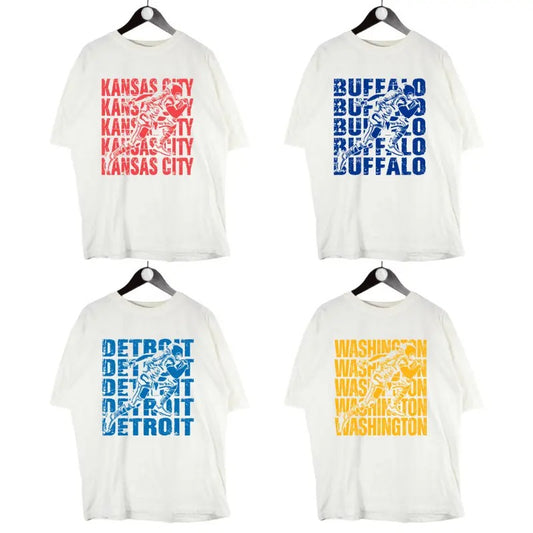 Vintage Football Team White T-Shirts, Sports Fan Crewneck, Retro Graphic Tee, Unisex Graphic Shirt