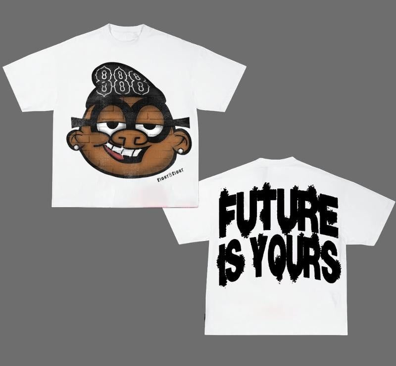 Vintage Future Is Your Avatar Graphic Big Face T Shirt Hip Hop Streetwear Y2k Fashion