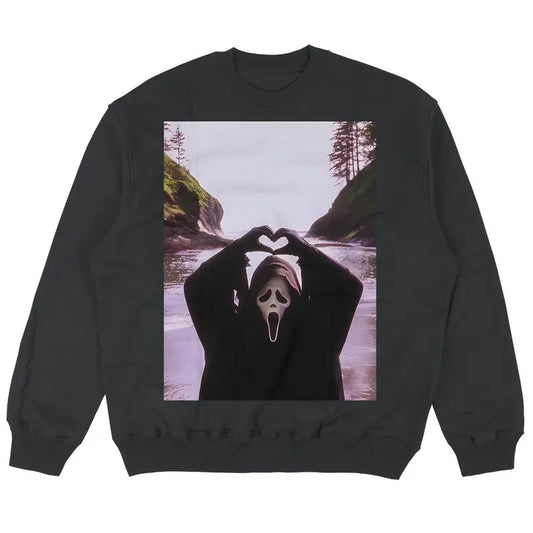 Vintage Ghostface Scream Halloween Sweatshirt, Ghostface Heart Hands Scream Shirt, Spooky Season, Scary Movie, Horror Movie Shirt, Funny Halloween Graphic Tee, Halloween Party, Trick or Treat, Fall Season, Halloween Gift Menswear Hoodie