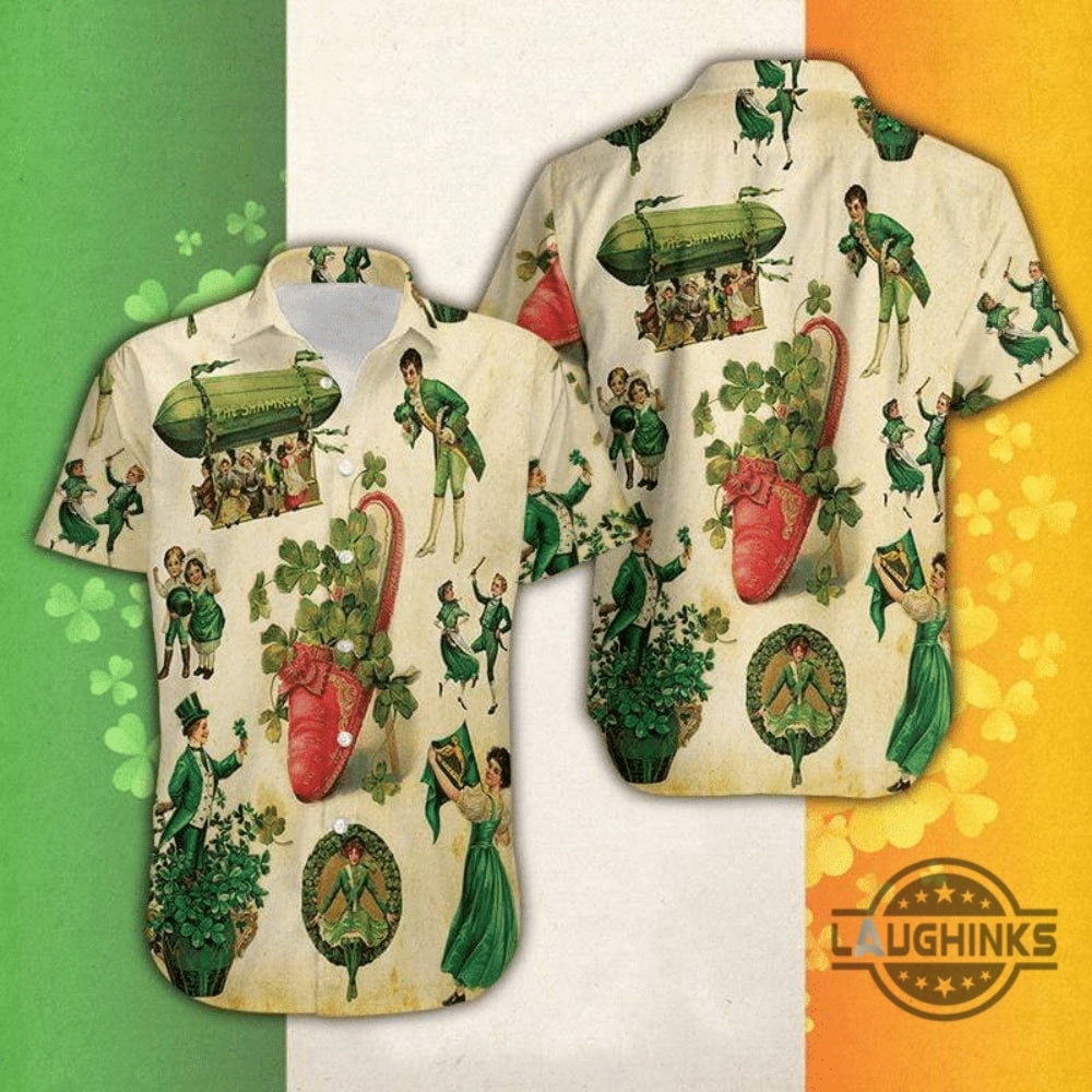 Vintage Girl Irish Patricks Day Hawaiian Shirts Aloha Aloha Summer Beach Button Up Shirts And Shorts Gift