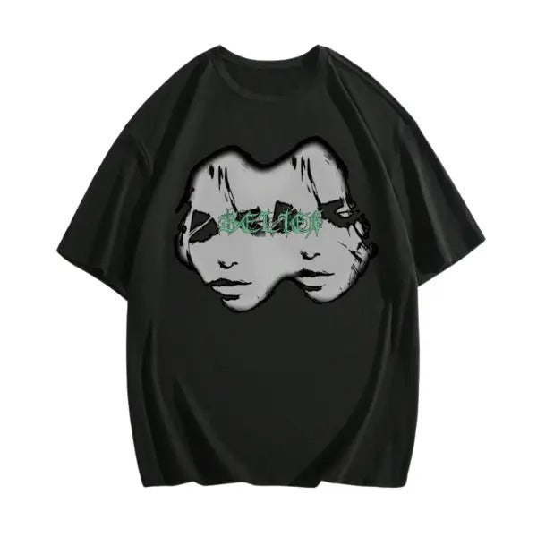 Vintage Goth Men's Letter And Faces Graphic Tee, Sweatshirt, Hoodie Gift For Women Top Womenswear Underwear Cotton Polyester T-Shirt