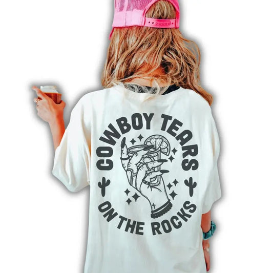 Vintage Graphic Cowboys T Shirt, Trendy Country Concert Tee, Tequila Shot Western Shirt, Cute Cowboy Tears Shirt Vintage Top Womenswear