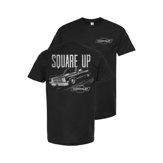 Vintage Graphic Tee Squared Up Chevy Silverado Men's Cotton Tee Old School Chevy Tee Gift for Him Truck Shirt Classic Chevy Truck Casual Menswear Streetwear Tshirt Tops Biker Trouser Jeans Dress Round Neck Short sleeve Crewneck Tropical Shortsleeve