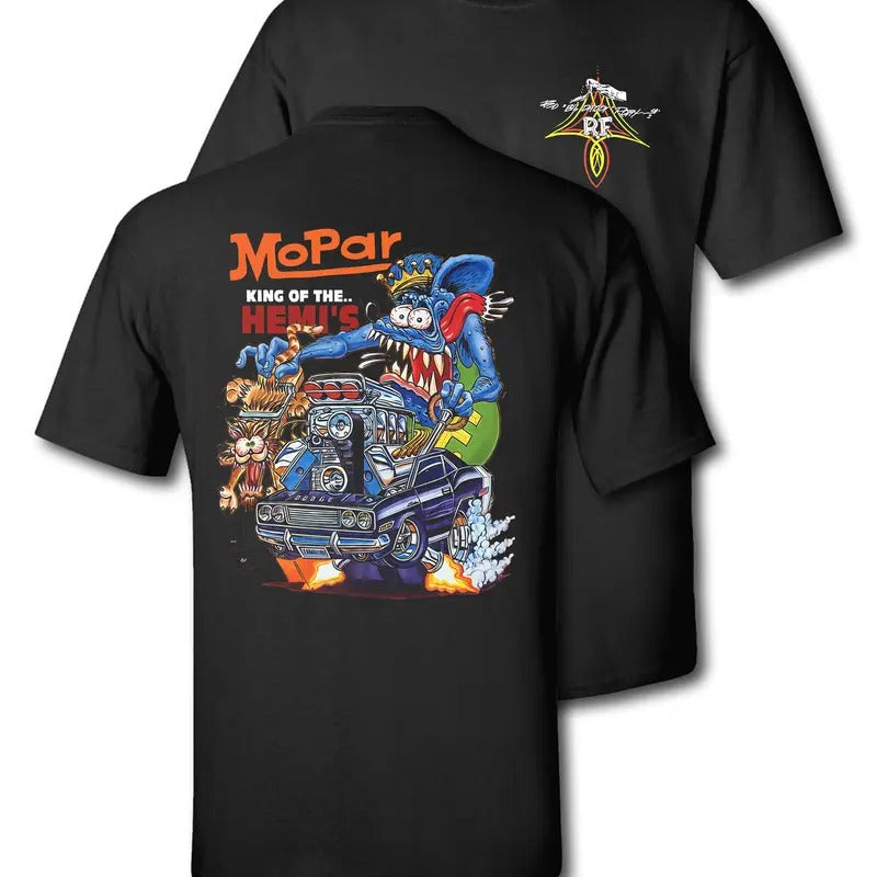 Vintage Graphic Tees Rat Fink Mopar King of Hemis T-Shirt Casual Cotton