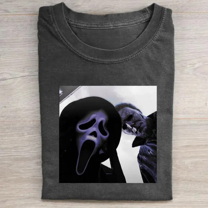 Vintage Halloween Graphic Tee, Michael Myers Shirt, Scream Shirt, Horror Movie Shirt, Scary Movie Shirt, Spooky Season, Ghostface Scream Shirt, Halloween Movie Shirt, Halloween Gift Menswear Top Underwear Tshirt