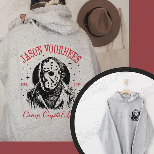 Vintage Halloween Jason Voorhees - Camp Crystal Lake Crewneck Sweatshirt - Halloween Horror Movie Shirt - Scary Movie Character Halloween Shirt
