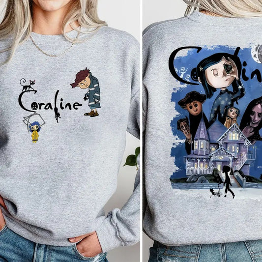 Vintage Halloween Movie Hoodie, Coraline Doodle Halloween TShirt, Coraline Spooky Movie Double Side Shirt Sweatshirt Hoodie, Coraline Best For Coraline Movie Sweatshirt,