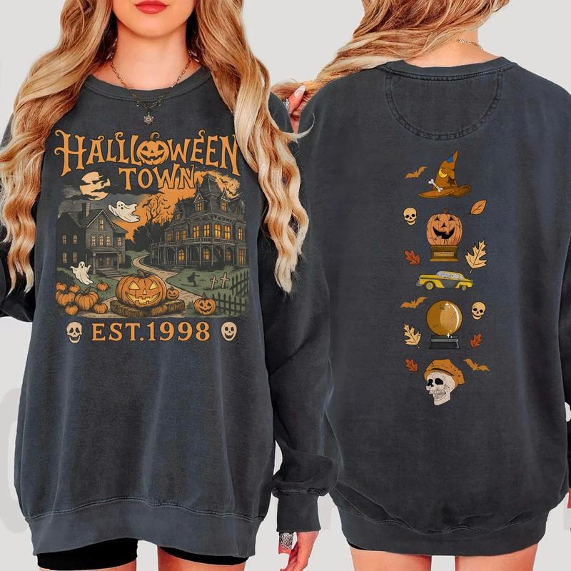 Vintage Halloweentown Sweatshirt, 90s Halloween Shirt, Retro Halloween Sweatshirt, Retro Halloween Shirt, Halloween 2 Sides Sweatshirt