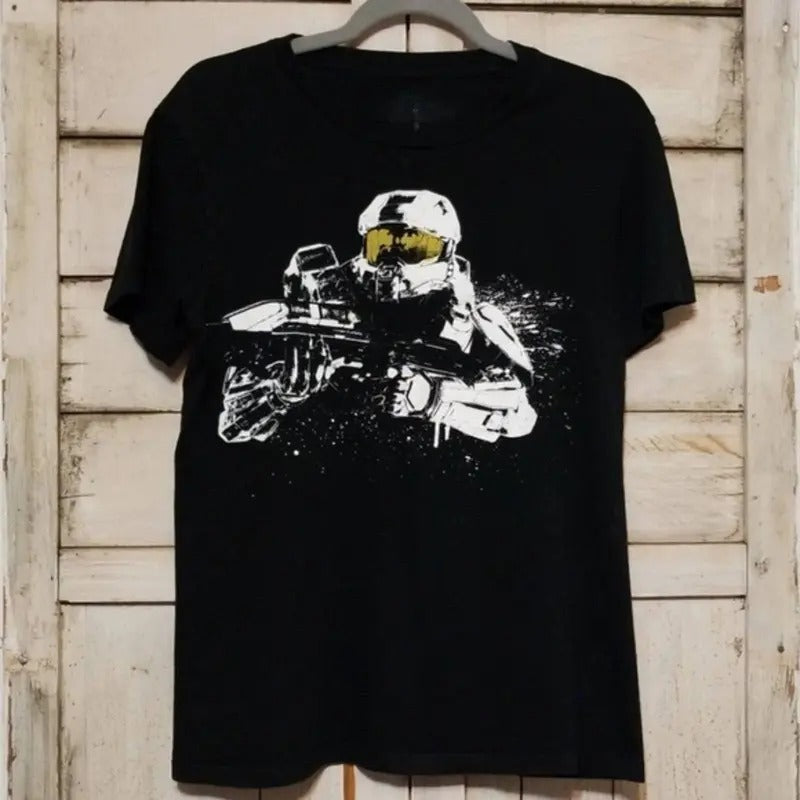 Vintage Halo Black T-Shirt Cotton Menswear Cotton Menswear T-Shirt Top Hoodie, Sweatshirt | InkThreadWorks.com