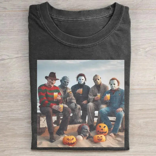 Vintage Horror Movie Characters Graphic Tee, Michael Myers Shirt, Freddy Krueger Shirt, Pinhead Shirt, Jason Voorhees Shirt, Halloween Movie, Scary Movie Shirt, Trick or Treat, Halloween Gifts Menswear Top