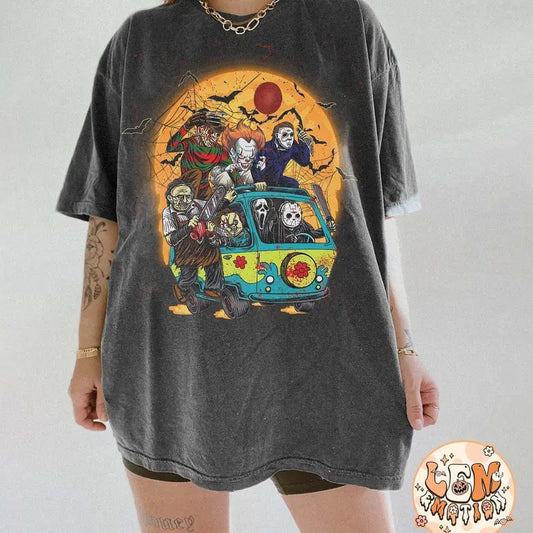 Vintage Horror Movie Characters Shirt, Retro Friends Horror Movie Shirts, Horror Characters Shirt, Halloween Friends Shirt, Mystery Machine