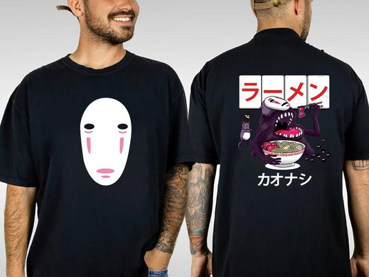 Vintage Japanese Anime No-Face T-shirt, Anime Kawaii Oversized Double-Sided Print, Anime Manga Hoodie, Anime Lovers Shirt, Anime Gift.