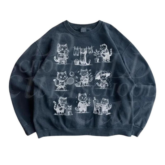 Vintage Kittens Playing Sweatshirt, Retro Cat Sweater, Cute Cats Playing Sweater, Cat Lovers Gift, Cozy Warm Unisex...